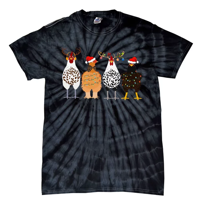 Funny Christmas Chicken Farm Animals Tie-Dye T-Shirt