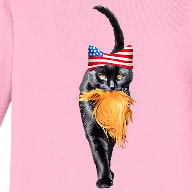 Funny Childless Cat Lady With Trump Hair Vote Kamala 2024 Baby Long Sleeve Bodysuit