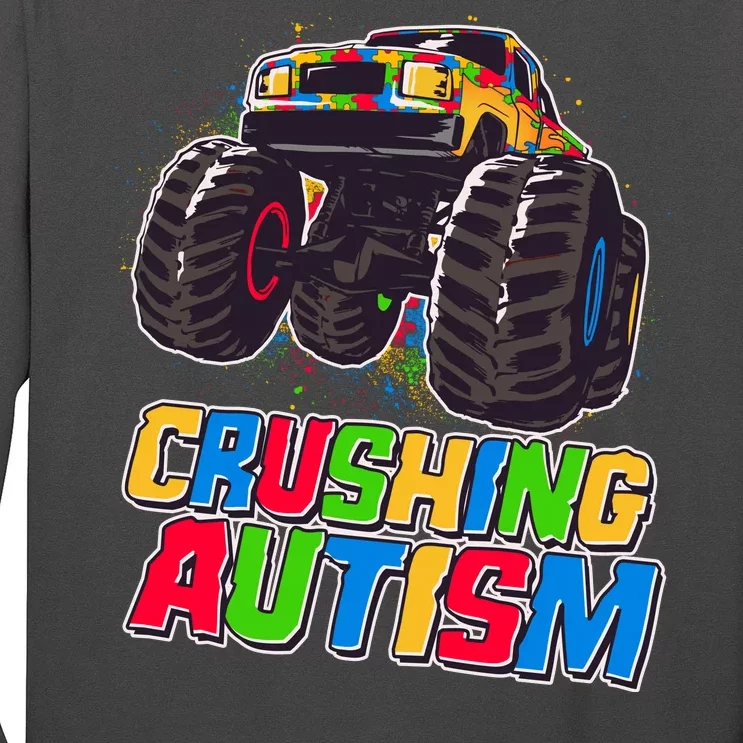 Funny Cool Crushing Autism Puzzle Piece Monster Truck Long Sleeve Shirt