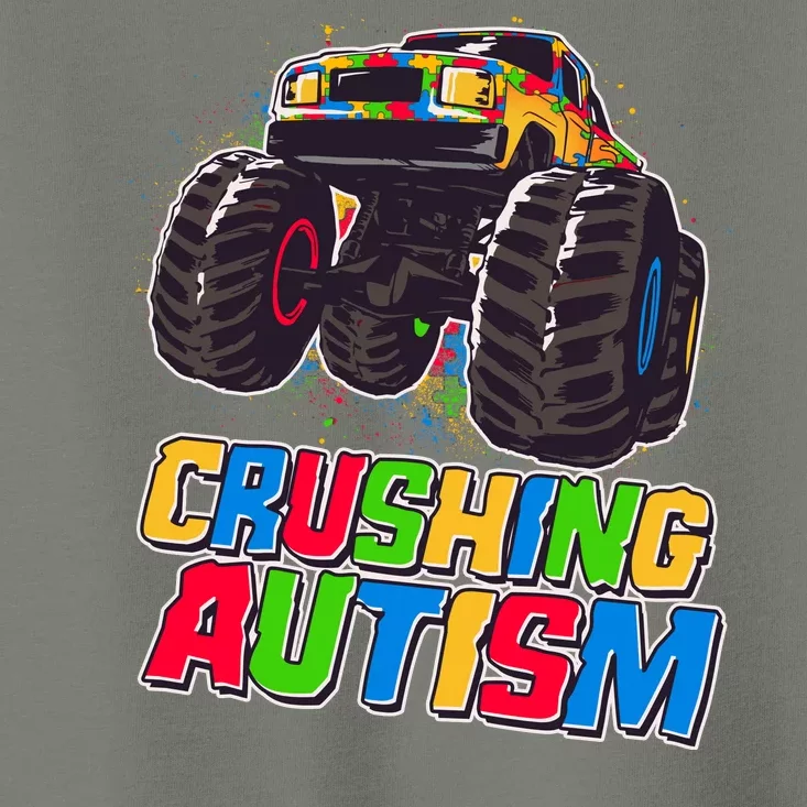 Funny Cool Crushing Autism Puzzle Piece Monster Truck Toddler T-Shirt