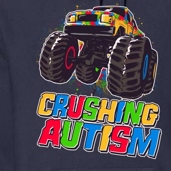 Funny Cool Crushing Autism Puzzle Piece Monster Truck Premium Hoodie