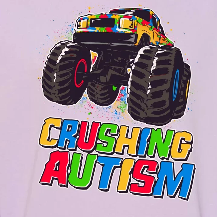 Funny Cool Crushing Autism Puzzle Piece Monster Truck Garment-Dyed Sweatshirt