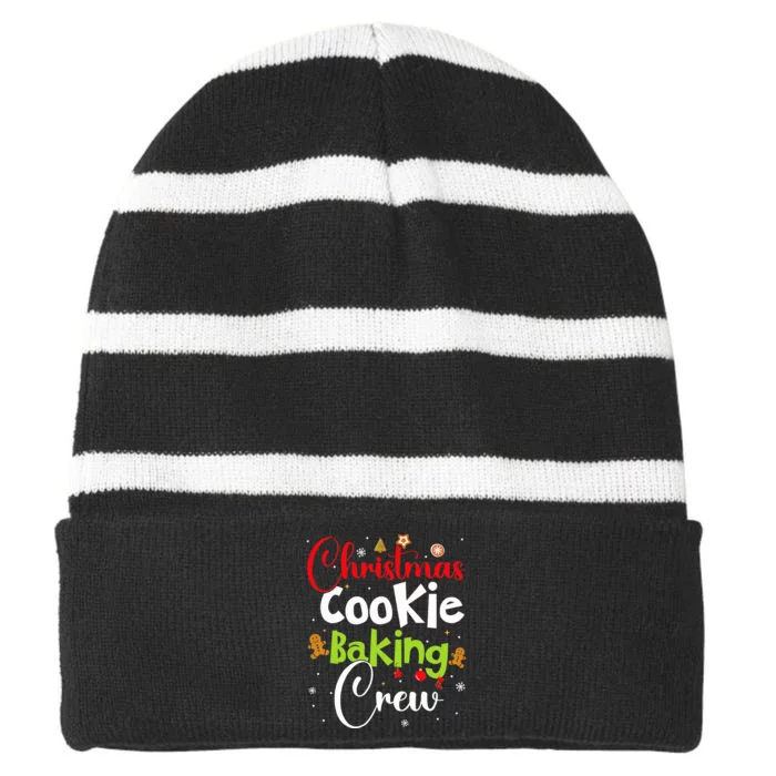 funny Christmas Cookie Baking Crew Striped Beanie with Solid Band