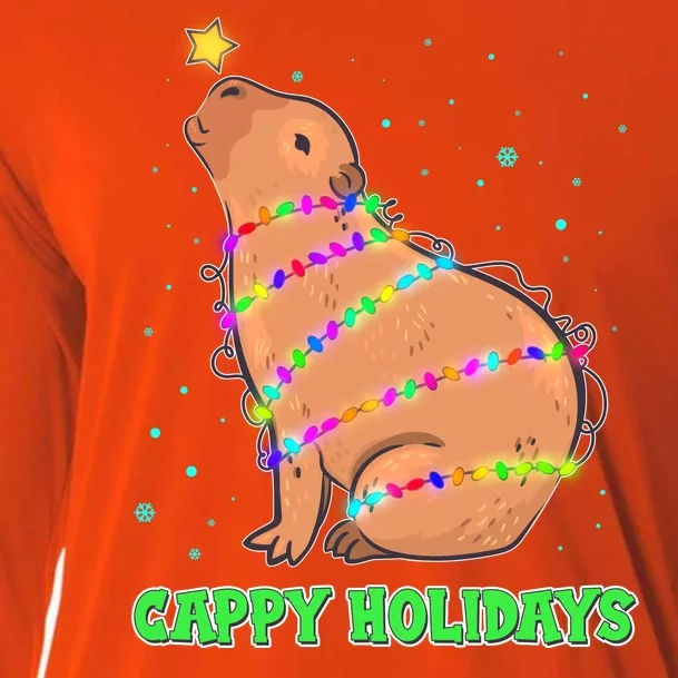 Funny Cute Christmas Cappy Holidays Capybara Cooling Performance Long Sleeve Crew