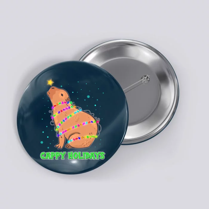 Funny Cute Christmas Cappy Holidays Capybara Button