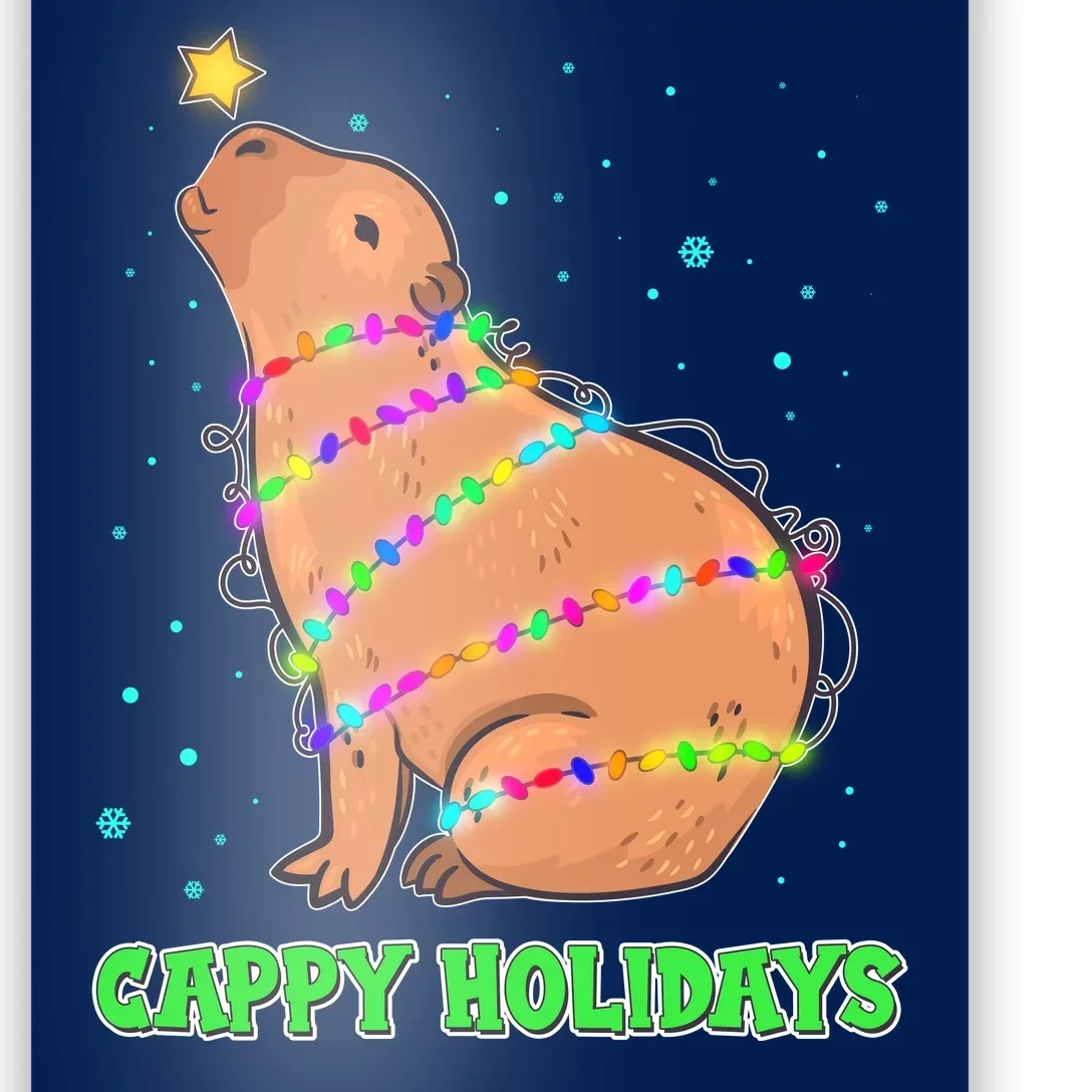 Funny Cute Christmas Cappy Holidays Capybara Poster