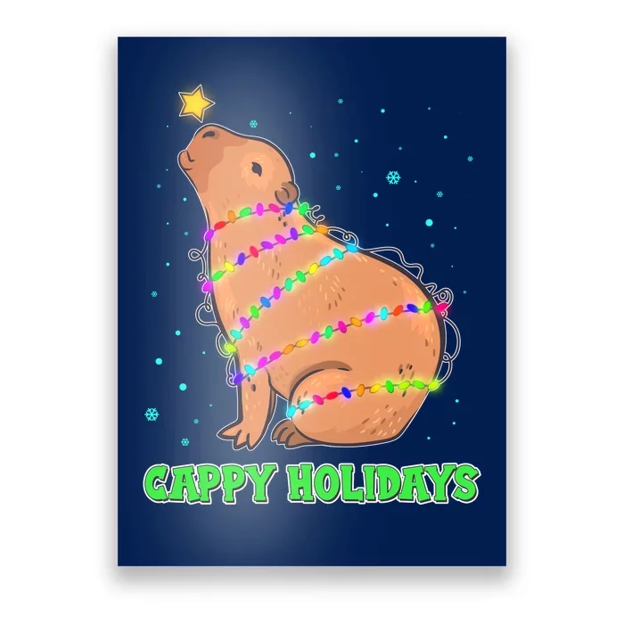 Funny Cute Christmas Cappy Holidays Capybara Poster