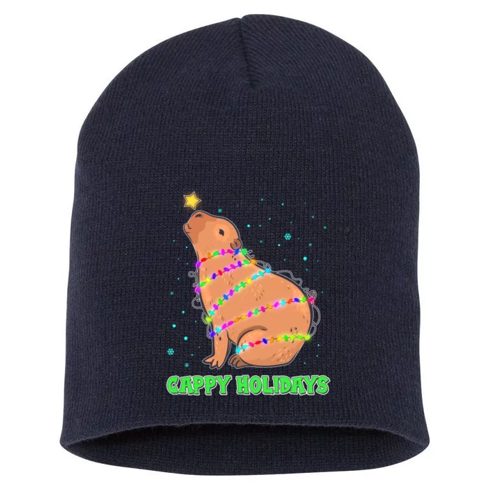 Funny Cute Christmas Cappy Holidays Capybara Short Acrylic Beanie