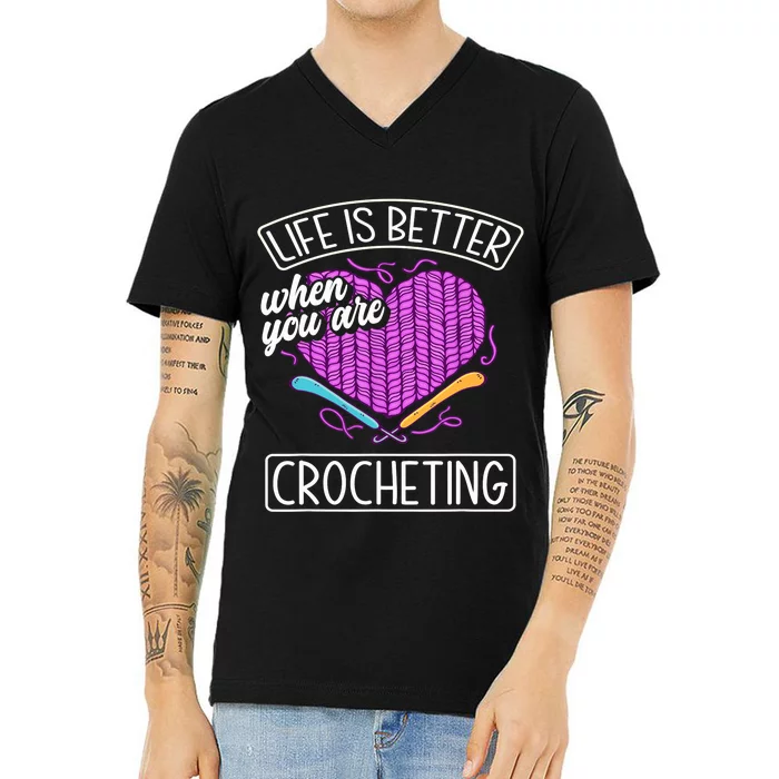 Funny Crocheting Crochet Quote Crocheter V-Neck T-Shirt