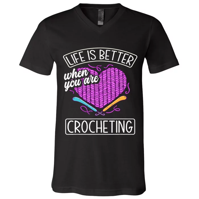 Funny Crocheting Crochet Quote Crocheter V-Neck T-Shirt