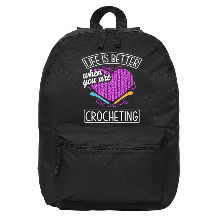 Funny Crocheting Crochet Quote Crocheter 16 in Basic Backpack