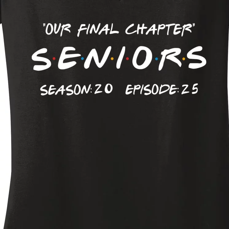 Final Chapter Class Of 2025 Senior Retro Funny Seniors 2025 Women's V-Neck T-Shirt