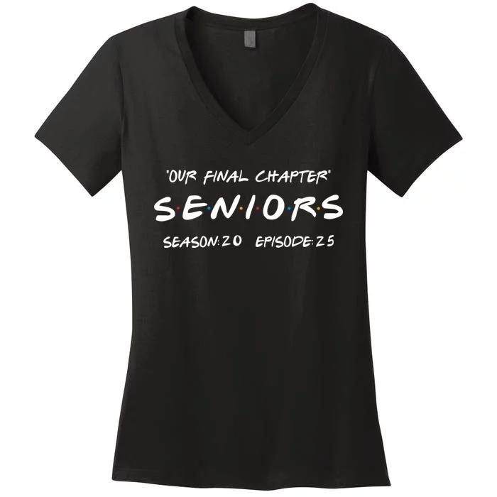 Final Chapter Class Of 2025 Senior Retro Funny Seniors 2025 Women's V-Neck T-Shirt