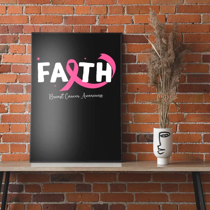 Faith Christian Cross Flower Breast Cancer Awareness Poster