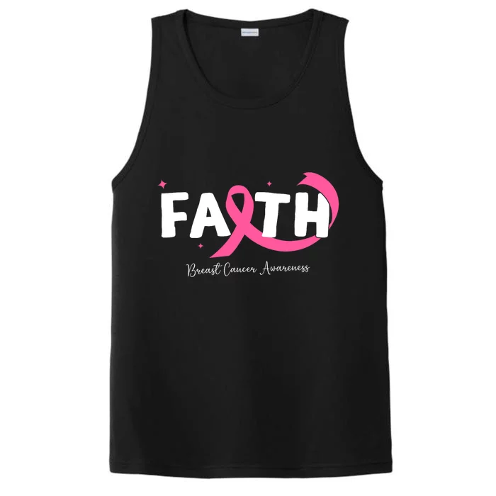 Faith Christian Cross Flower Breast Cancer Awareness Performance Tank