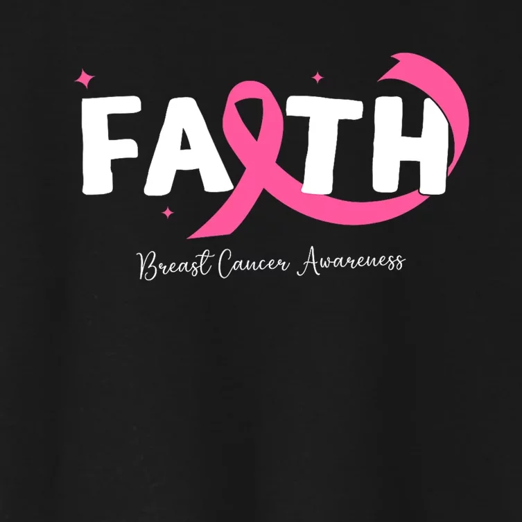 Faith Christian Cross Flower Breast Cancer Awareness Women's Crop Top Tee