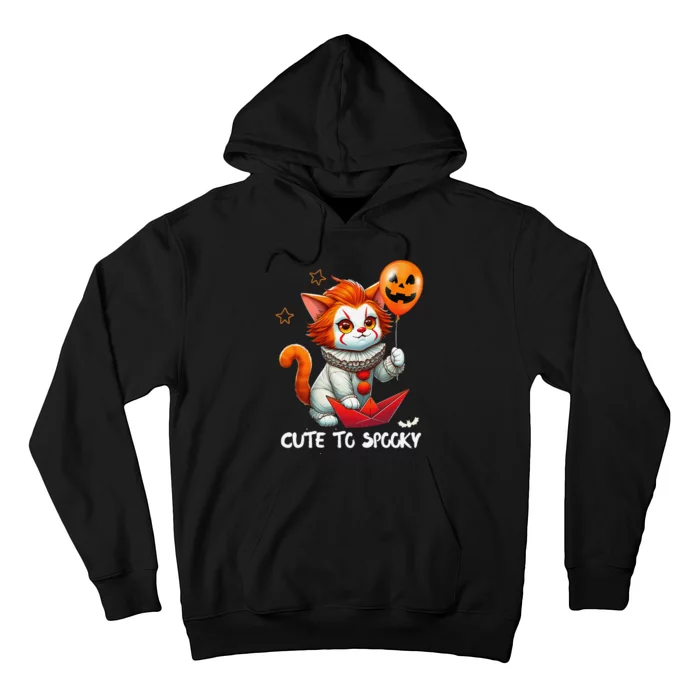 Funny Clown Cute To Spooky Cat Halloween Hoodie