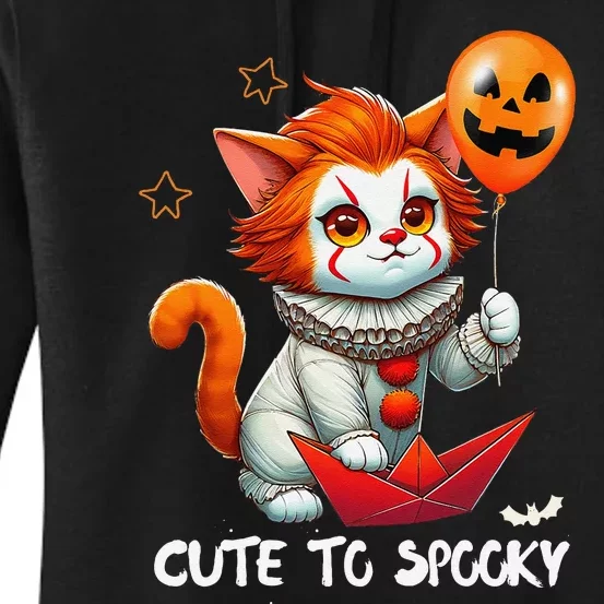 Funny Clown Cute To Spooky Cat Halloween Women's Pullover Hoodie