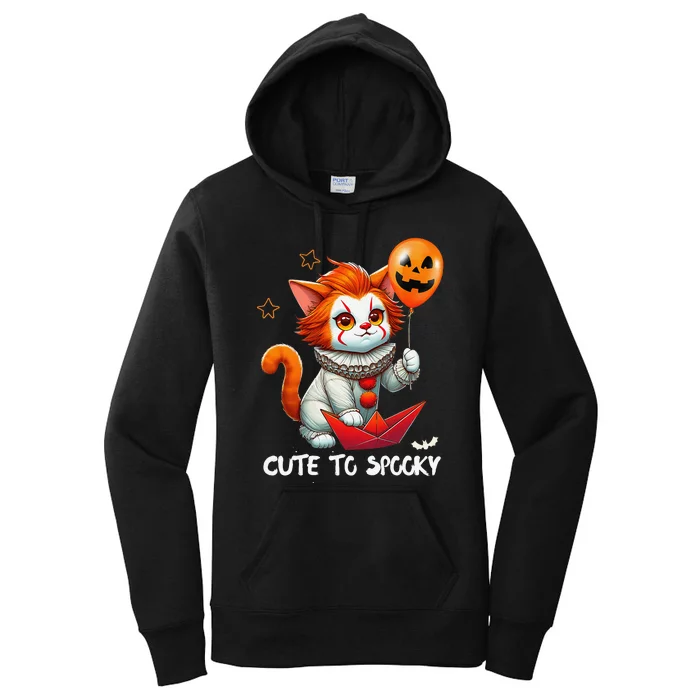 Funny Clown Cute To Spooky Cat Halloween Women's Pullover Hoodie