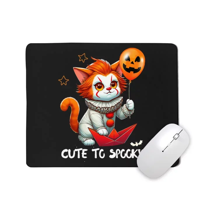 Funny Clown Cute To Spooky Cat Halloween Mousepad