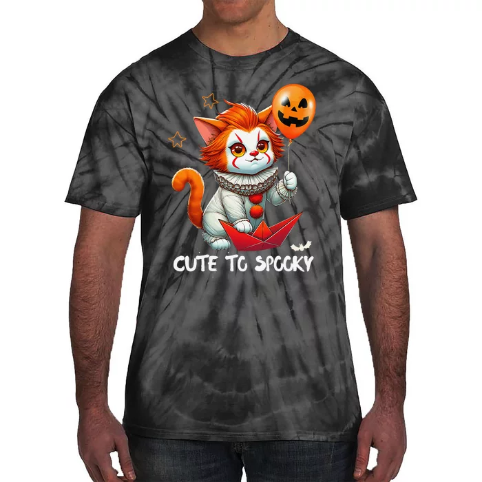 Funny Clown Cute To Spooky Cat Halloween Tie-Dye T-Shirt