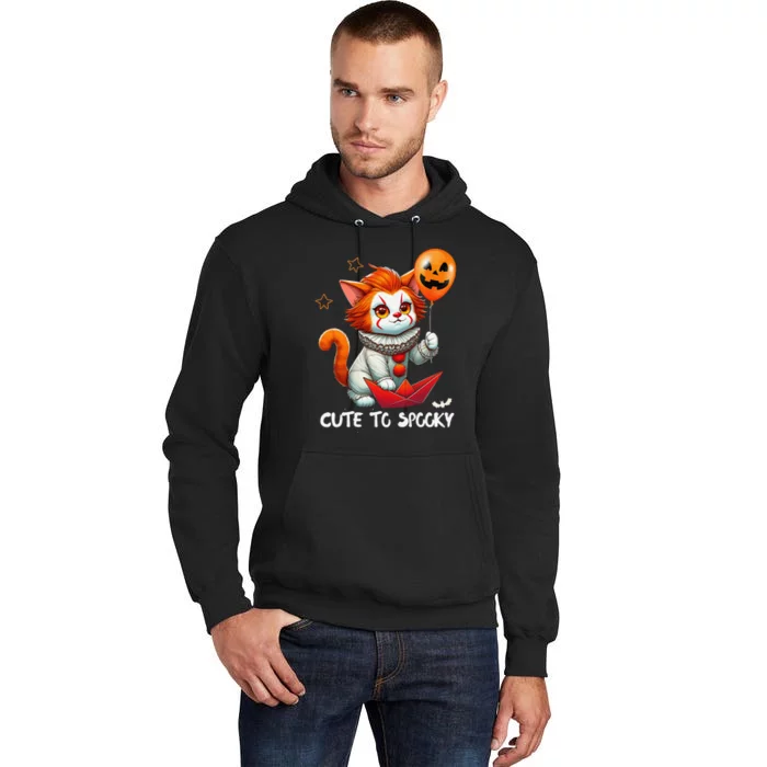 Funny Clown Cute To Spooky Cat Halloween Tall Hoodie