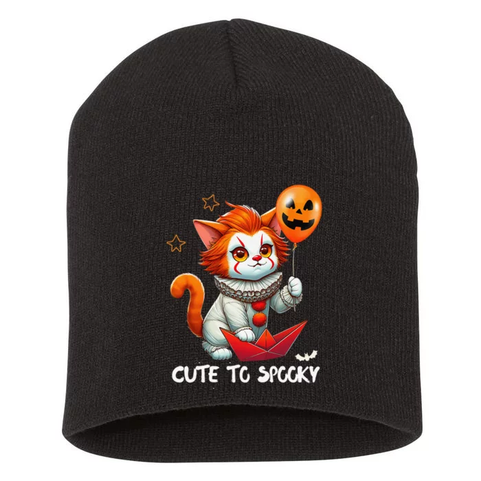 Funny Clown Cute To Spooky Cat Halloween Short Acrylic Beanie