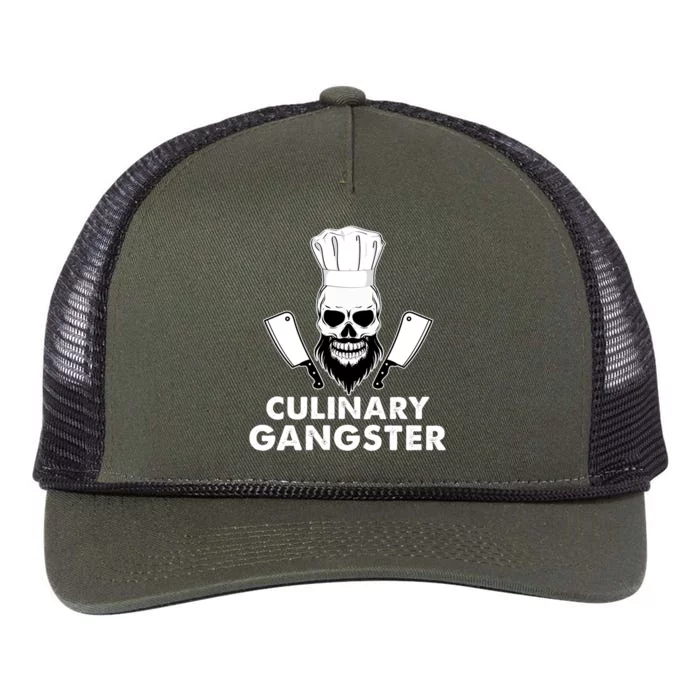 Funny Chefs Culinary Gangster Bearded Skull Cooking Gift Retro Rope Trucker Hat Cap