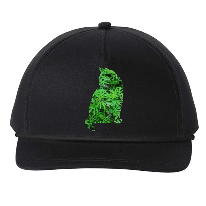 Funny Cannabis & Cat Lover Marijuana Weed Smoker Art Snapback Five-Panel Rope Hat