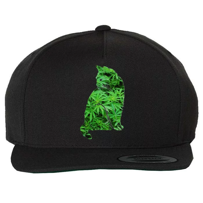 Funny Cannabis & Cat Lover Marijuana Weed Smoker Art Wool Snapback Cap