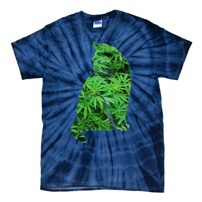 Funny Cannabis & Cat Lover Marijuana Weed Smoker Art Tie-Dye T-Shirt