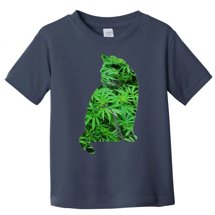 Funny Cannabis & Cat Lover Marijuana Weed Smoker Art Toddler T-Shirt