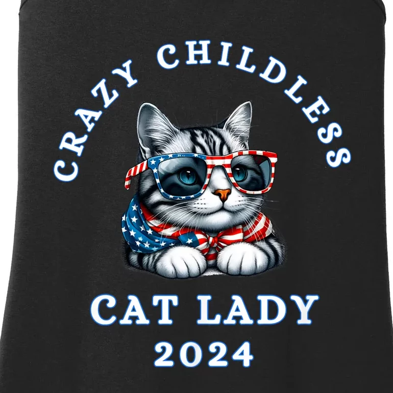 Funny Childless Crazy Cat Lady 2024 Crazy Cat Lady Ladies Essential Tank