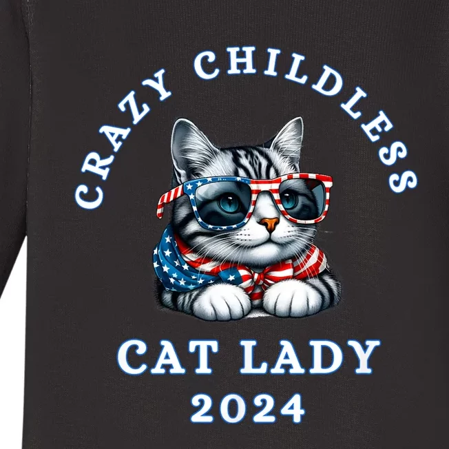 Funny Childless Crazy Cat Lady 2024 Crazy Cat Lady Baby Long Sleeve Bodysuit