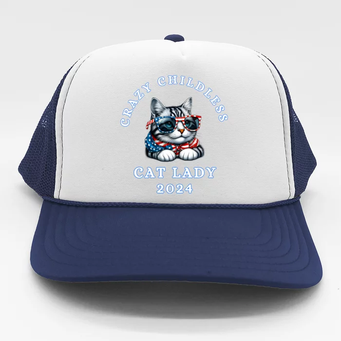 Funny Childless Crazy Cat Lady 2024 Crazy Cat Lady Trucker Hat