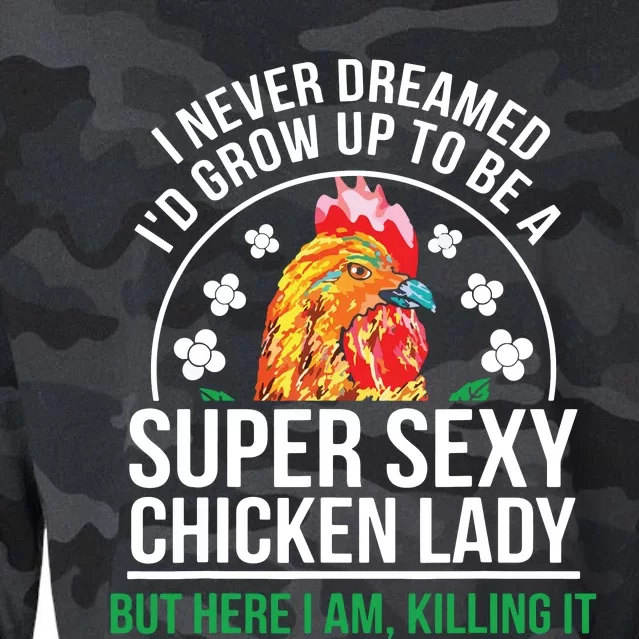 Funny Crazy Chicken Farmer Lady Women Cropped Pullover Crew