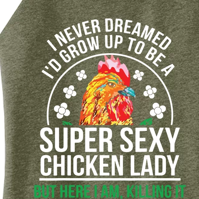 Funny Crazy Chicken Farmer Lady Women Women’s Perfect Tri Rocker Tank