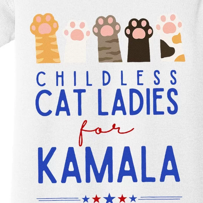 Funny Childless Cat Ladies For Kamala Harris 2024 President Gift Baby Bodysuit