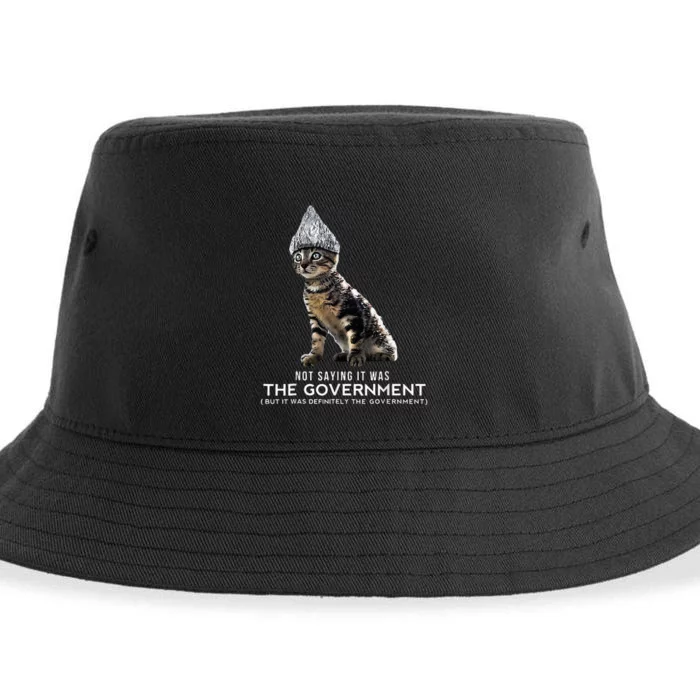 Funny Conspiracy Cat Tin Foil Hat Government Sustainable Bucket Hat