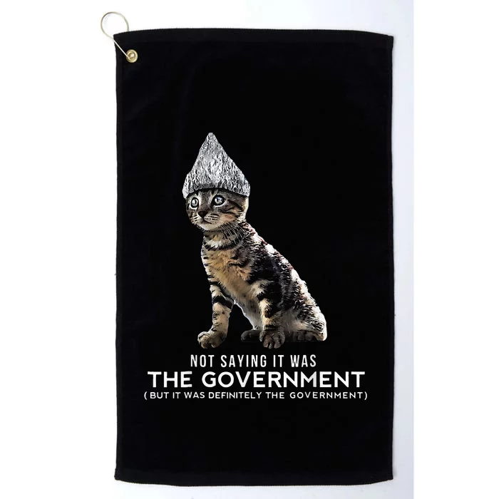 Funny Conspiracy Cat Tin Foil Hat Government Platinum Collection Golf Towel