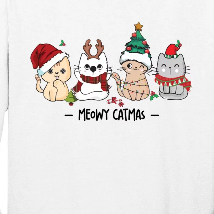 Funny Cute Christmas Cats Matching Family Meowy Catmas Tall Long Sleeve T-Shirt