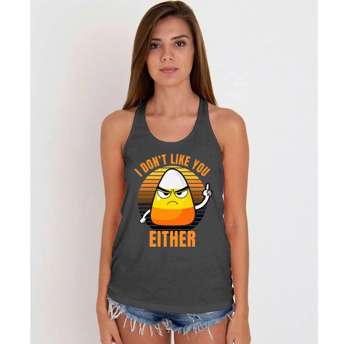 Funny Candy Corn Halloween Costume Women's Knotted Racerback Tank