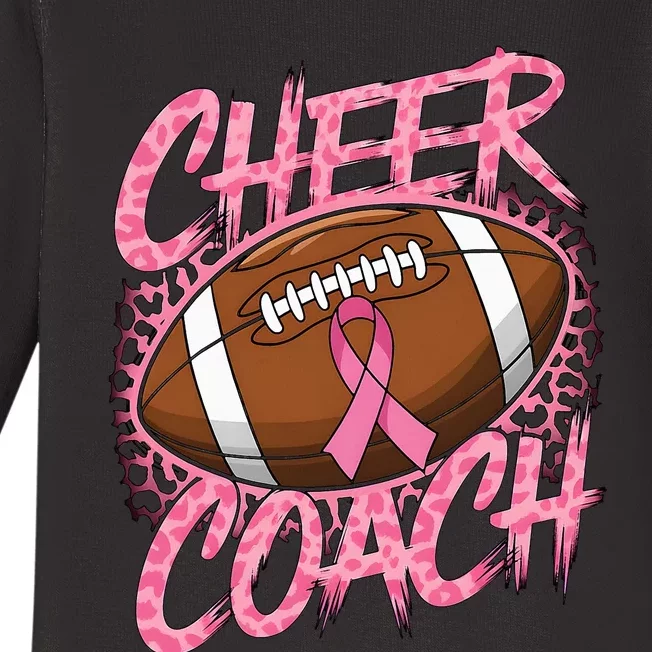 Football Cheer Coach Ribbon Breast Cancer Awareness Baby Long Sleeve Bodysuit