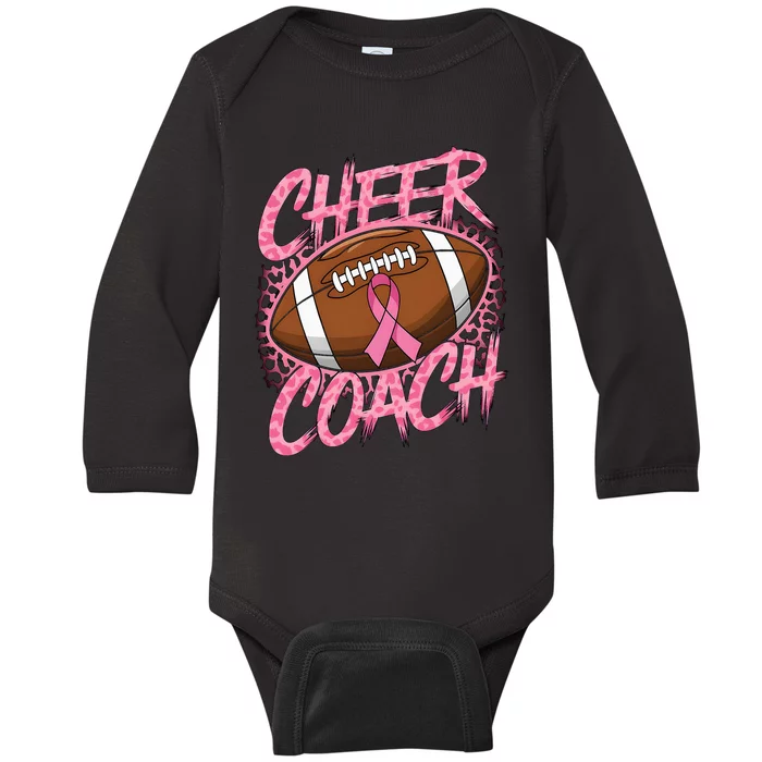 Football Cheer Coach Ribbon Breast Cancer Awareness Baby Long Sleeve Bodysuit