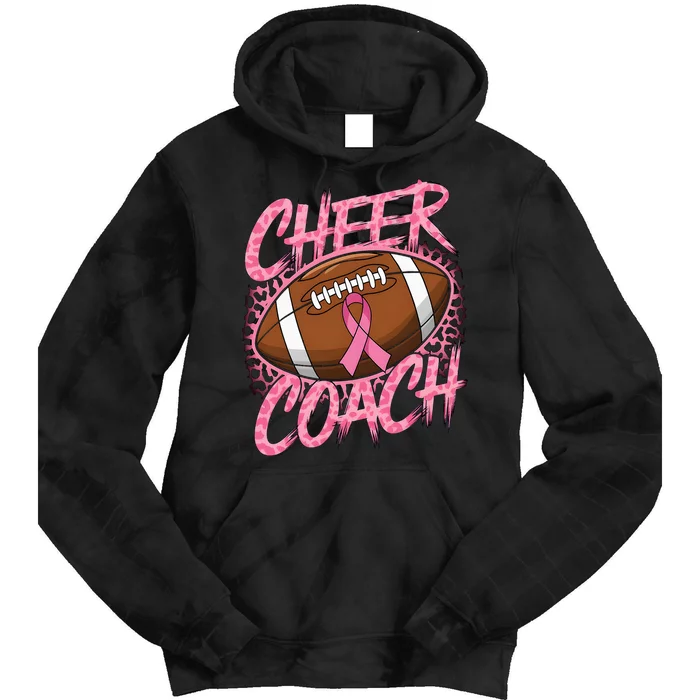 Football Cheer Coach Ribbon Breast Cancer Awareness Tie Dye Hoodie