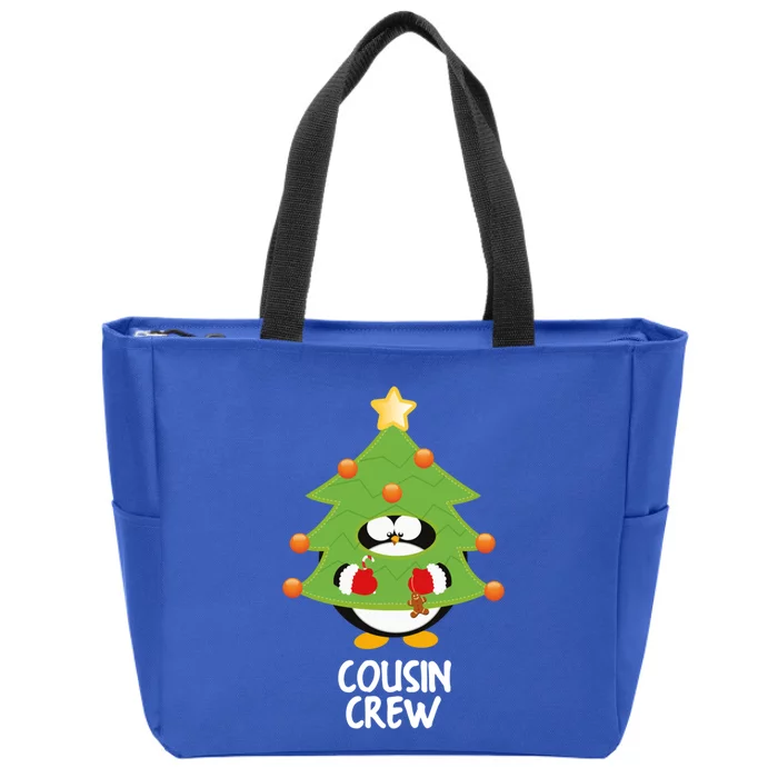 Funny Cousin Crew Christmas Tree Xmas Penguin Cute Gift Zip Tote Bag