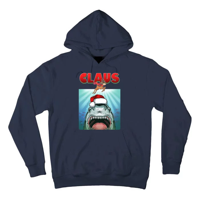 Funny Christmas Claus Shark Reindeer Tall Hoodie