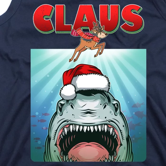 Funny Christmas Claus Shark Reindeer Tank Top