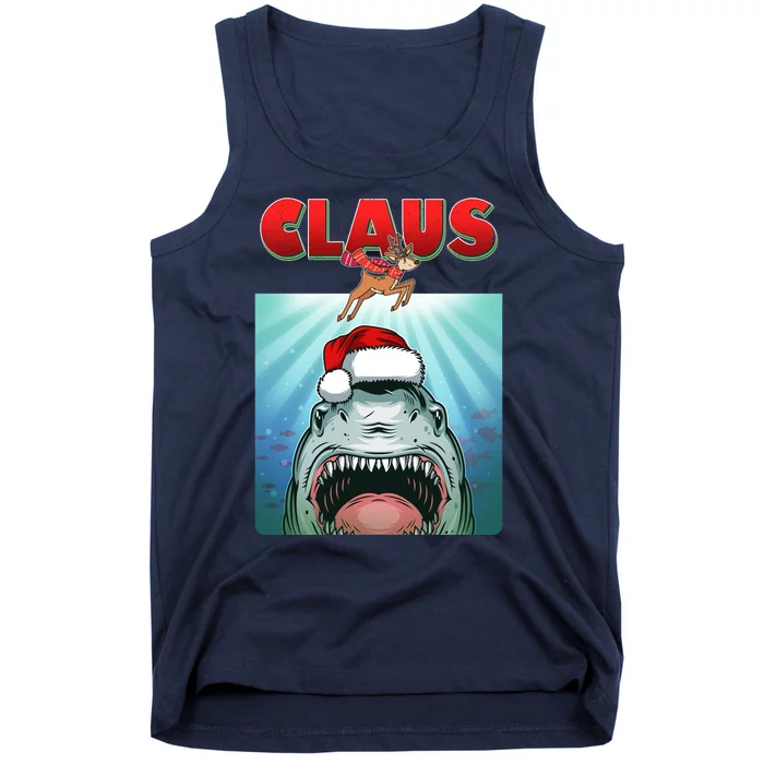 Funny Christmas Claus Shark Reindeer Tank Top