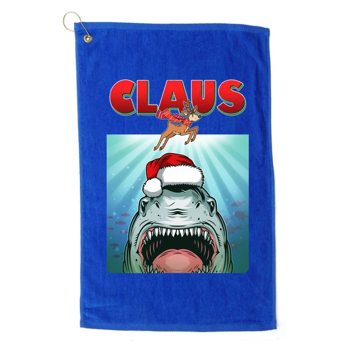 Funny Christmas Claus Shark Reindeer Platinum Collection Golf Towel